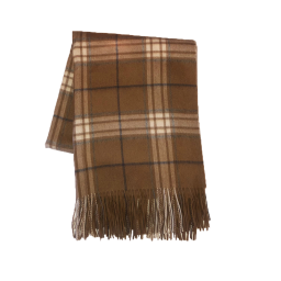 Cashmere Blend Rocky Mountain Plaid Woven Throw Towel – Brown