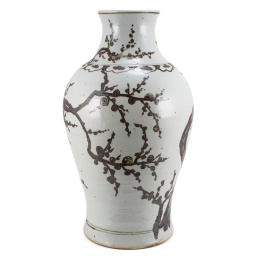Rusty Brown and White Plum Branch Vase
