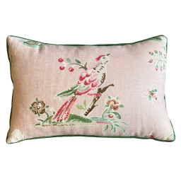 Pink Floral and Bird Lumbar Pillow