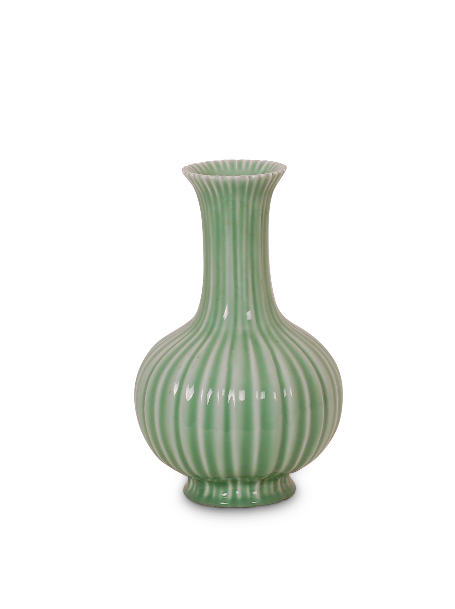 Green Fluted Vase